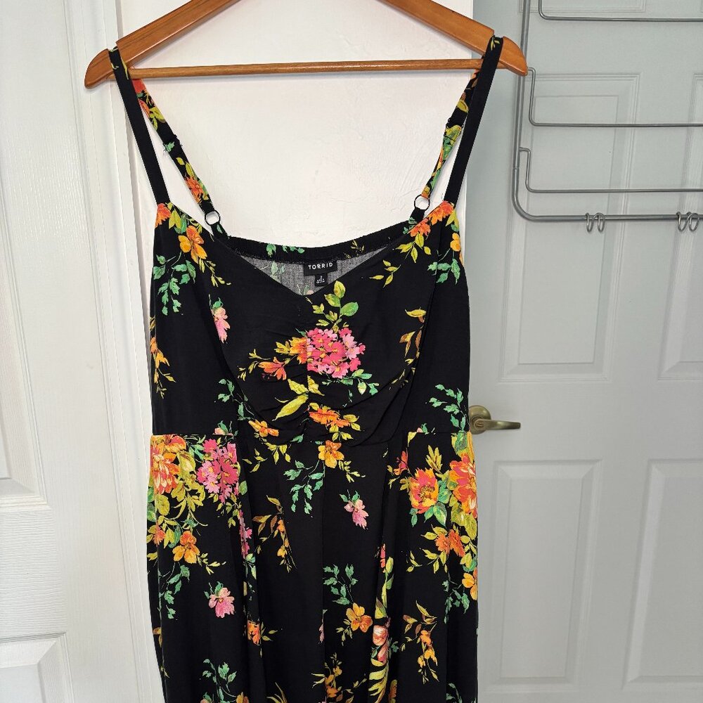 Torrid Black Floral Sleeveless Babydoll Dress